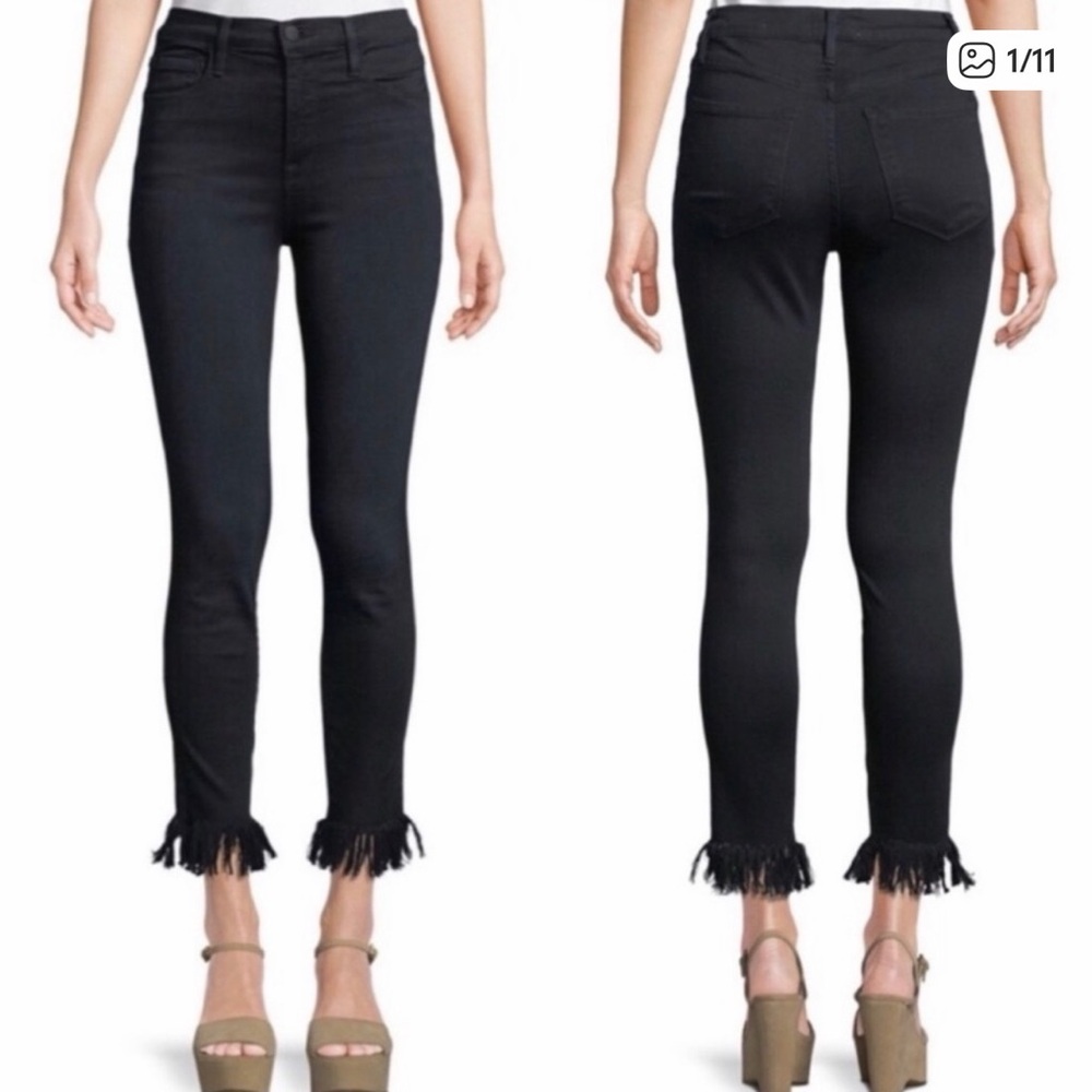 Frame Ali High Rise Skinny Frayed Hem Edgewater